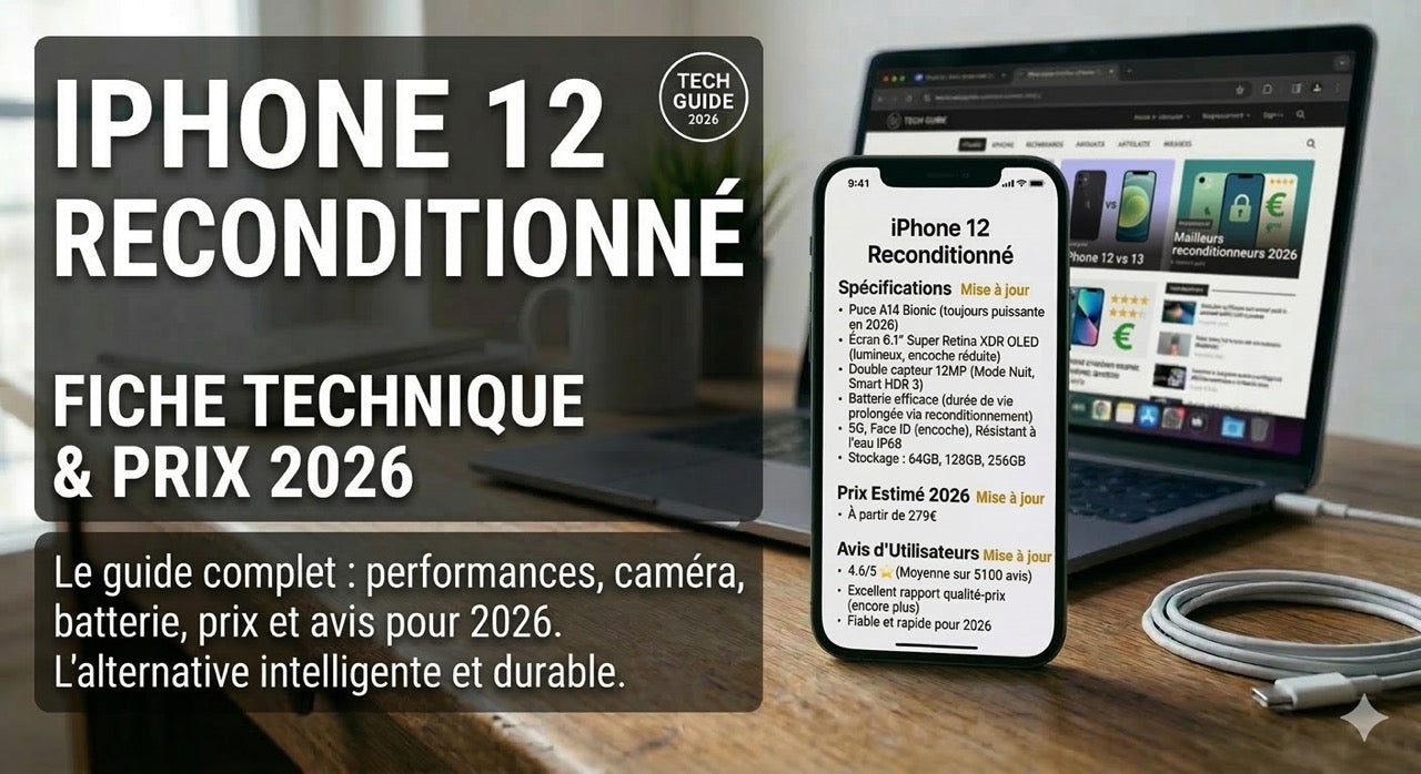iPhone 12 reconditionné fiche technique prix avis 2026