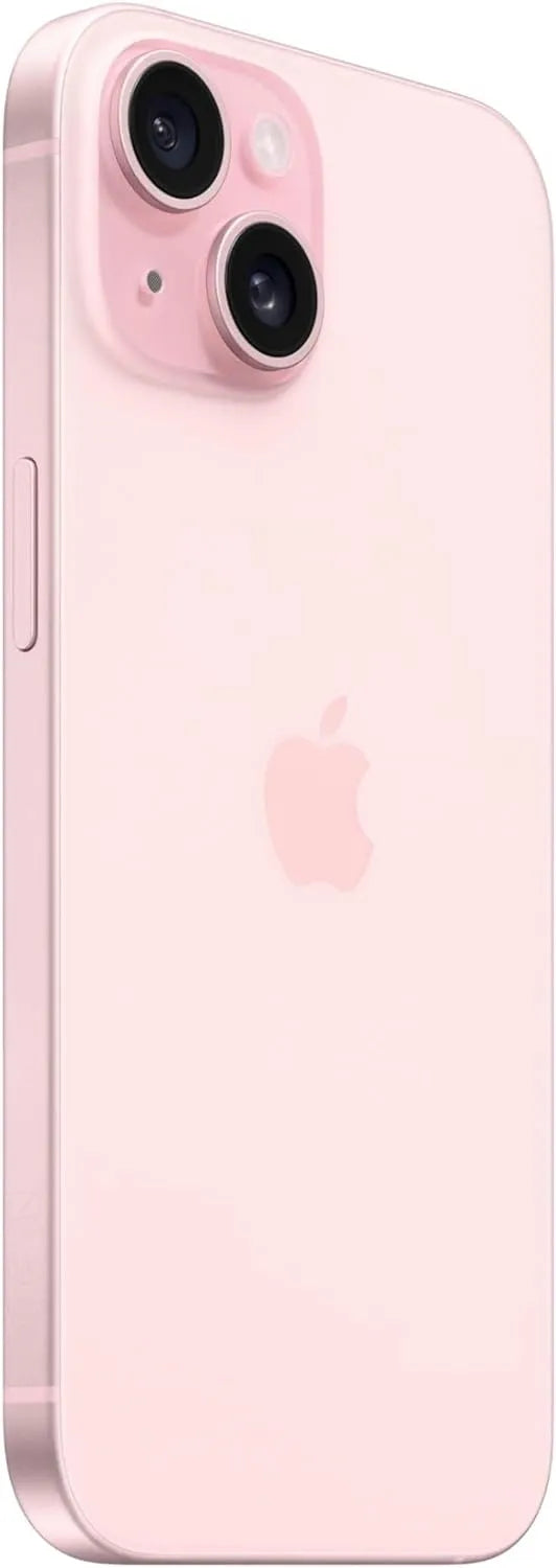 Dos de l'iPhone 15 Rose (Pink) - Finition verre mat teinté dans la masse, état impeccable.